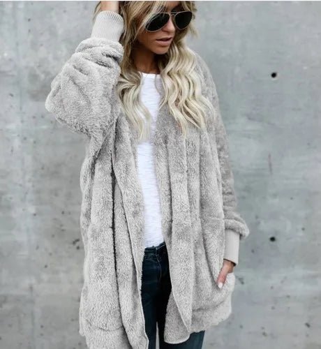 Double Fleece Long Sleeve Oversized Cardigan - Slay Hoodies
