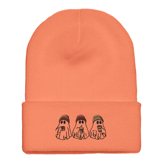 Embroidered Beanie : Premium Cuffed - Boo Crew Coffee Ghosts - Slay Hoodies