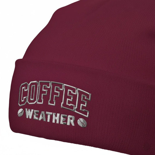 Embroidered Beanie : Premium Cuffed - Coffee Weather - Slay Hoodies