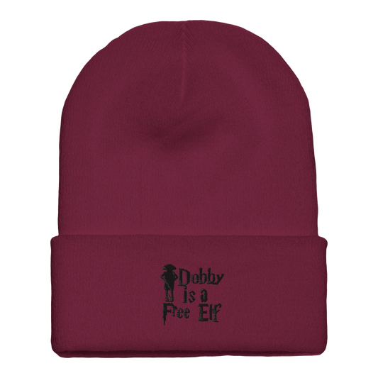 Embroidered Beanie : Premium Cuffed - Dobby is a Free Elf - Slay Hoodies