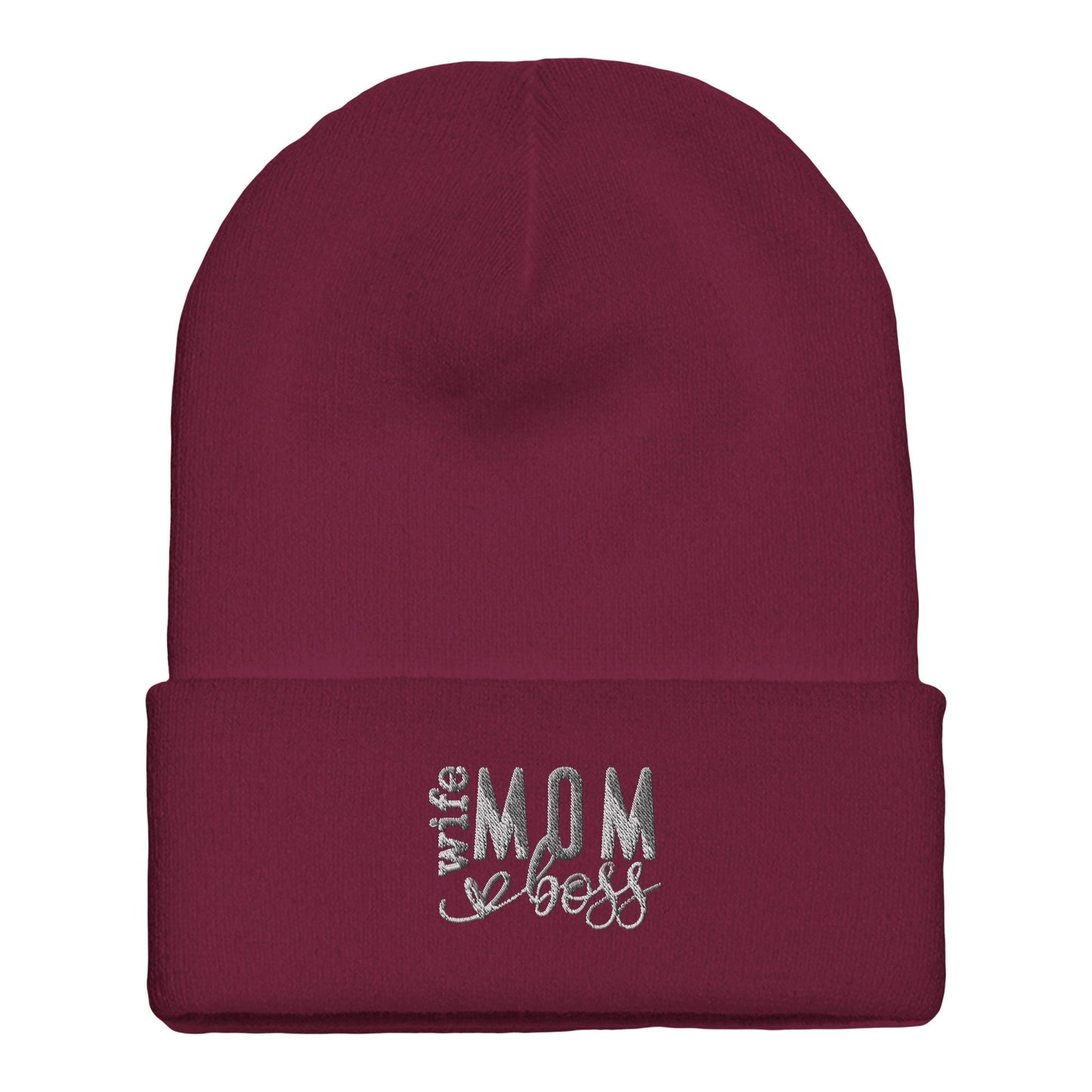 Embroidered Beanie : Premium Cuffed - Wife, Mom, Boss - Slay Hoodies