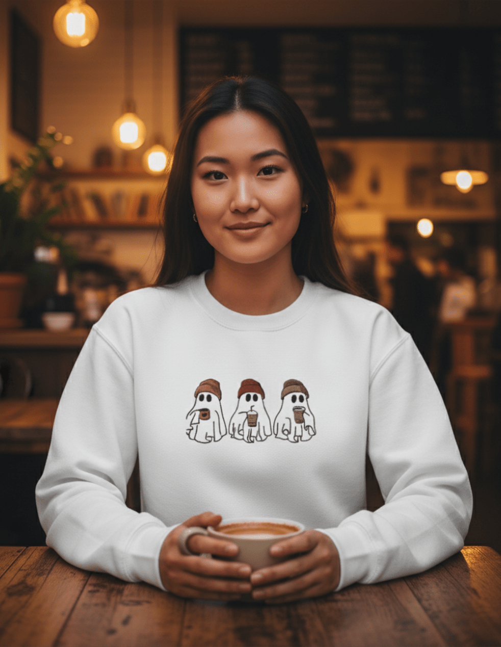 Embroidered Sweatshirt : The Ghostly Coffee Crew - Slay Hoodies