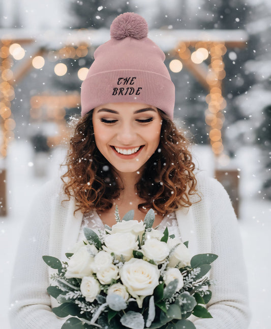 EXCLUSIVE : "The Bride" Embroidered Engagement / Bachelorette Pom - Pom Winter Hat - Slay Hoodies