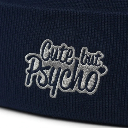 Premium Cuffed "Cute but Psycho" Embroidered Beanie - Slay Hoodies