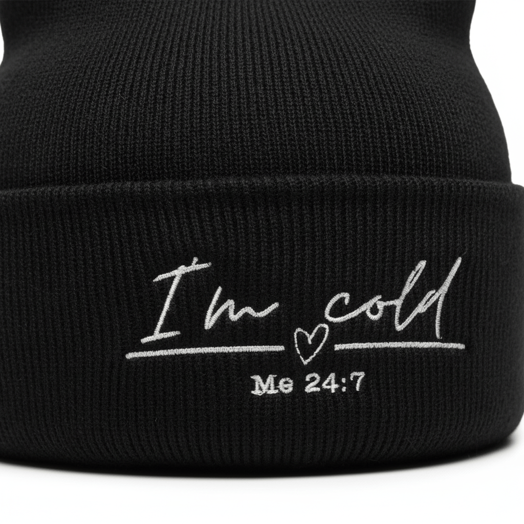 Premium Cuffed "I'm Cold 24.7" Embroidered Beanie - Slay Hoodies