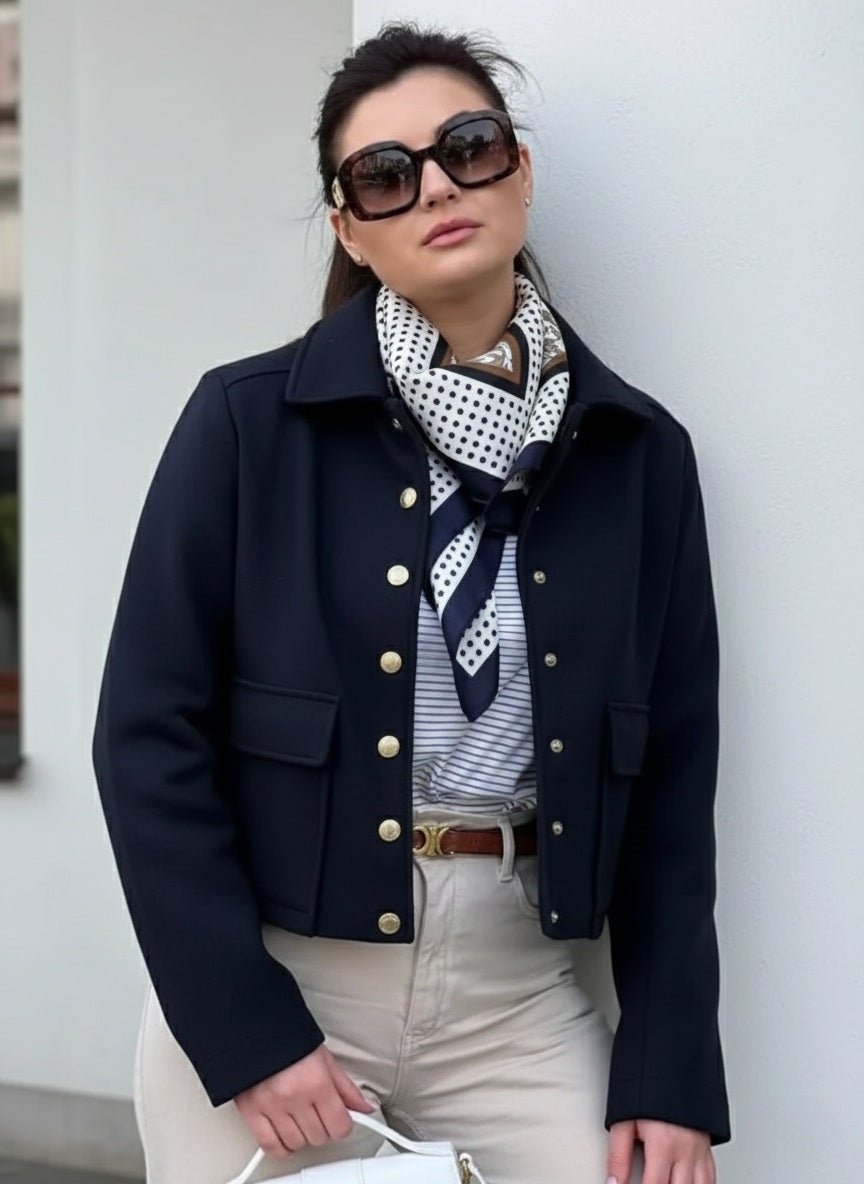 Chic Cropped Gold Button High - Street Jacket - Slay Hoodies