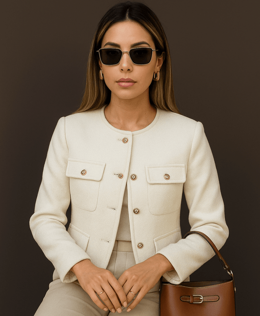 Chic Office O - Neck Cropped Jacket - Slay Hoodies