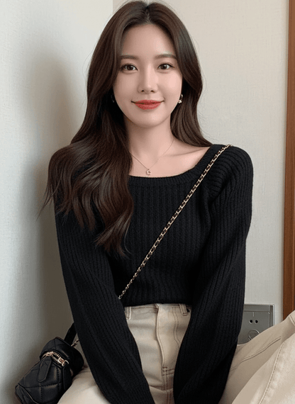 Cozy Boat Neck Ribbed Knit Sweater - Slay Hoodies