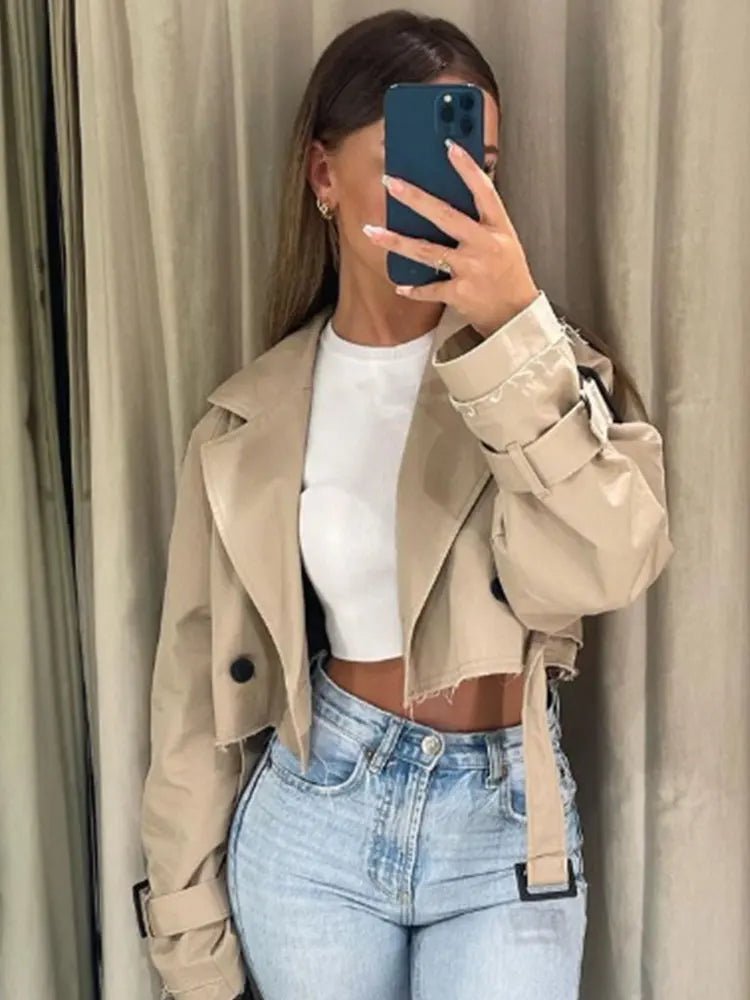 Cropped Trench Spring Jacket - Slay Hoodies