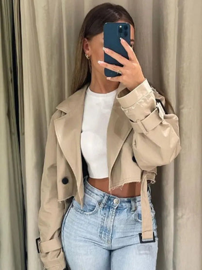 Cropped Trench Spring Jacket - Slay Hoodies