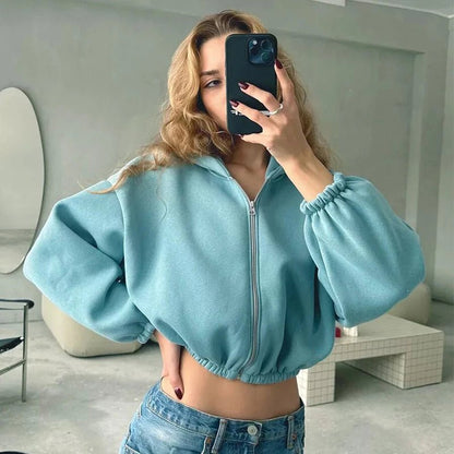 Cropped Zipper Hoodie - Slay Hoodies