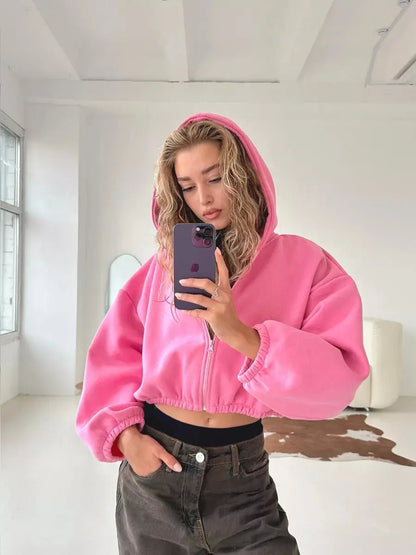 Cropped Zipper Hoodie - Slay Hoodies