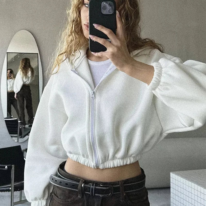 Cropped Zipper Hoodie - Slay Hoodies
