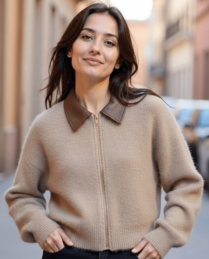 Cropped Zipper Knitted Cardigan - Slay Hoodies