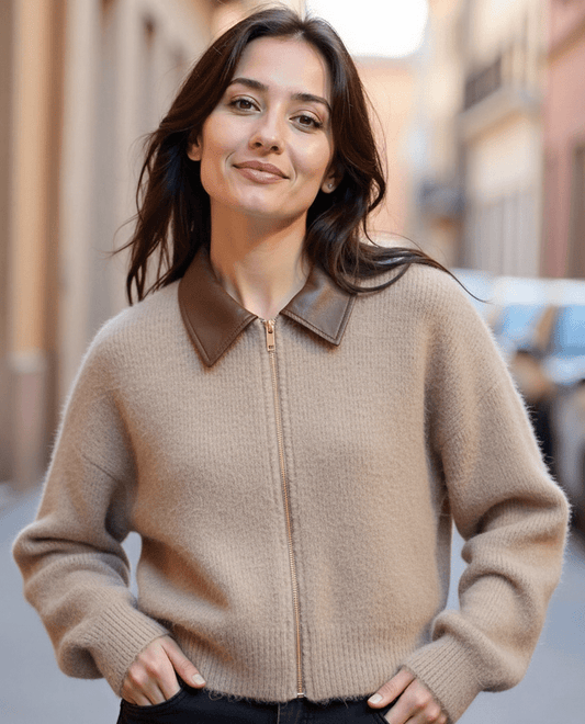 Cropped Zipper Knitted Cardigan - Slay Hoodies