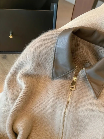 Cropped Zipper Knitted Cardigan - Slay Hoodies