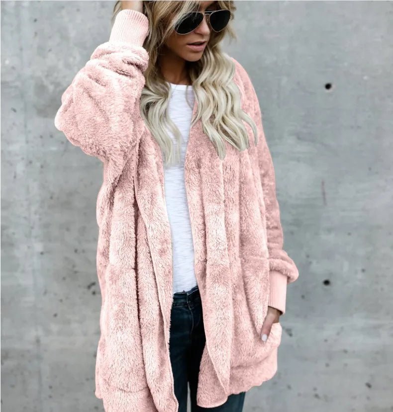 Double Fleece Long Sleeve Oversized Cardigan - Slay Hoodies