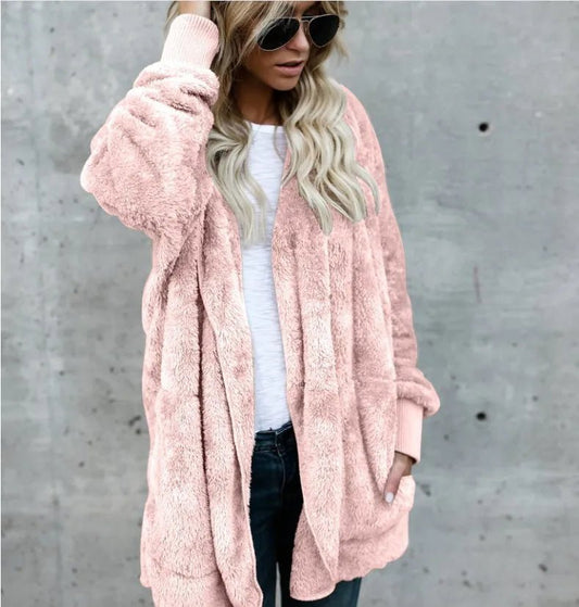 Double Fleece Long Sleeve Oversized Cardigan - Slay Hoodies
