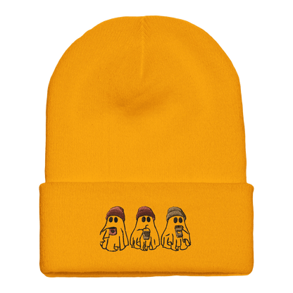 Embroidered Beanie : Premium Cuffed - Boo Crew Coffee Ghosts - Slay Hoodies