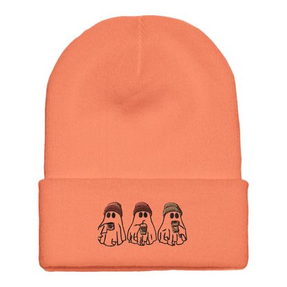 Embroidered Beanie : Premium Cuffed - Boo Crew Coffee Ghosts - Slay Hoodies