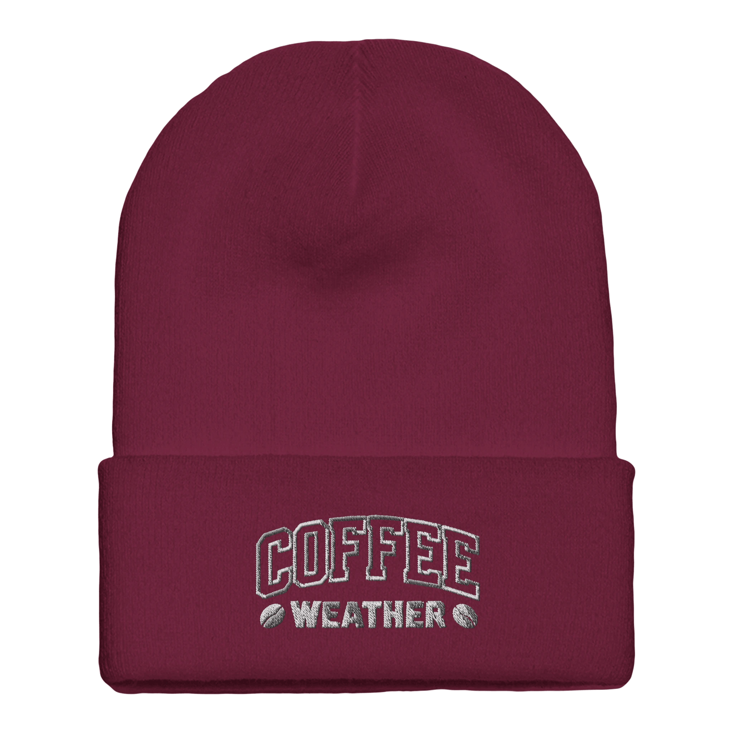Embroidered Beanie : Premium Cuffed - Coffee Weather - Slay Hoodies