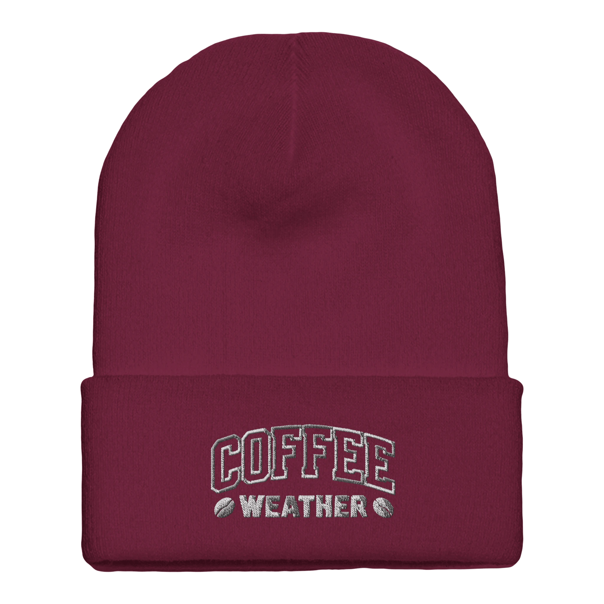Embroidered Beanie : Premium Cuffed - Coffee Weather - Slay Hoodies
