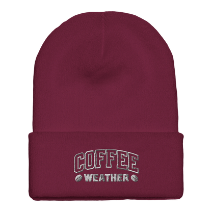 Embroidered Beanie : Premium Cuffed - Coffee Weather - Slay Hoodies