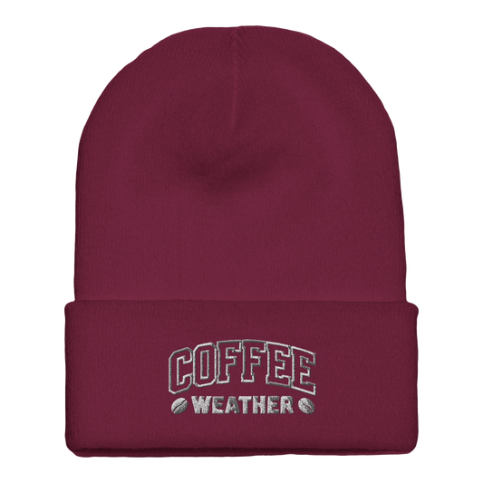Embroidered Beanie : Premium Cuffed - Coffee Weather - Slay Hoodies