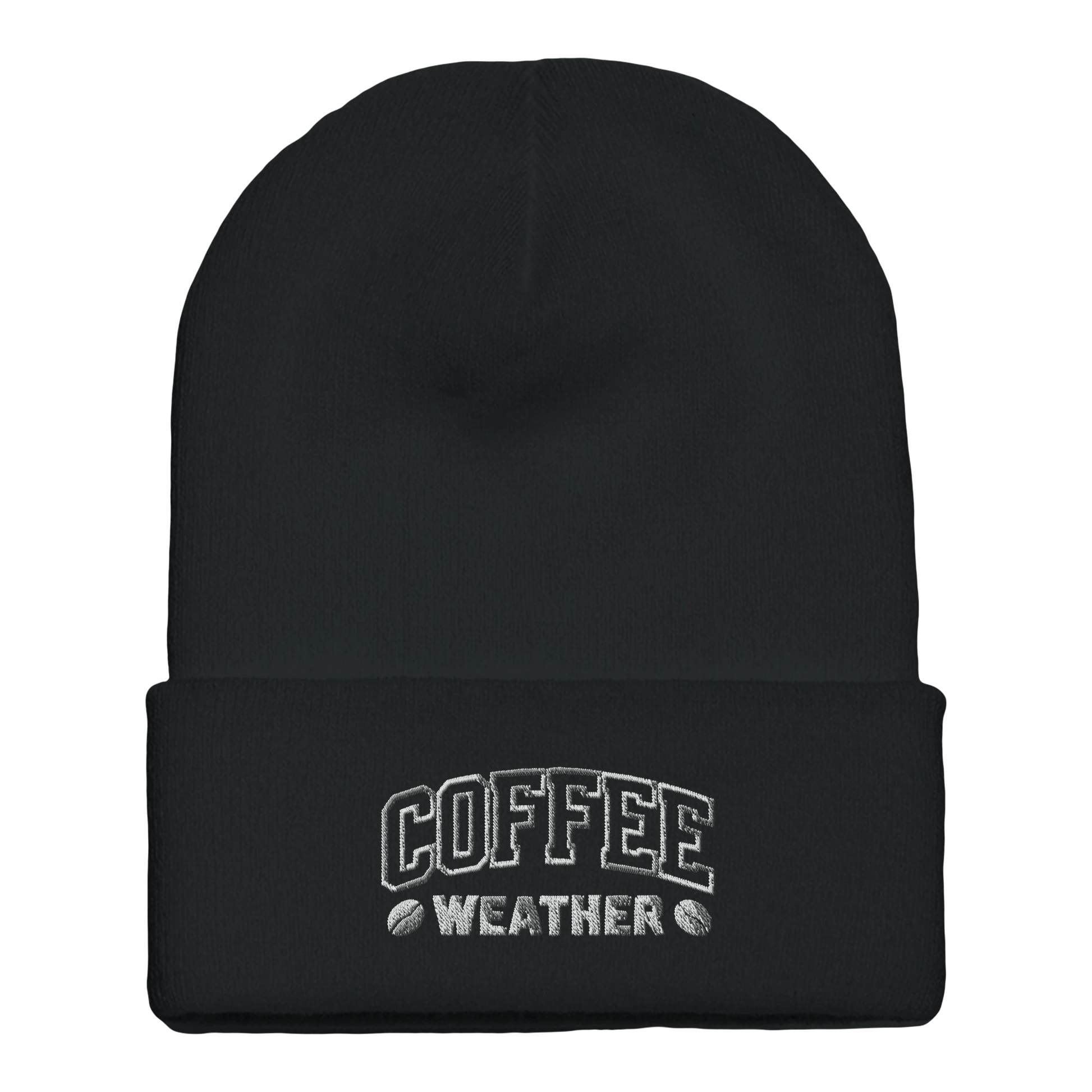 Embroidered Beanie : Premium Cuffed - Coffee Weather - Slay Hoodies