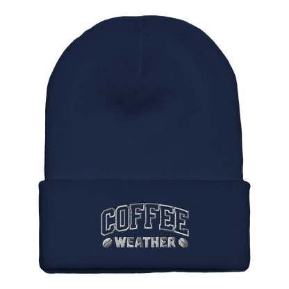 Embroidered Beanie : Premium Cuffed - Coffee Weather - Slay Hoodies