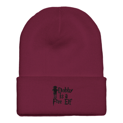Embroidered Beanie : Premium Cuffed - Dobby is a Free Elf - Slay Hoodies