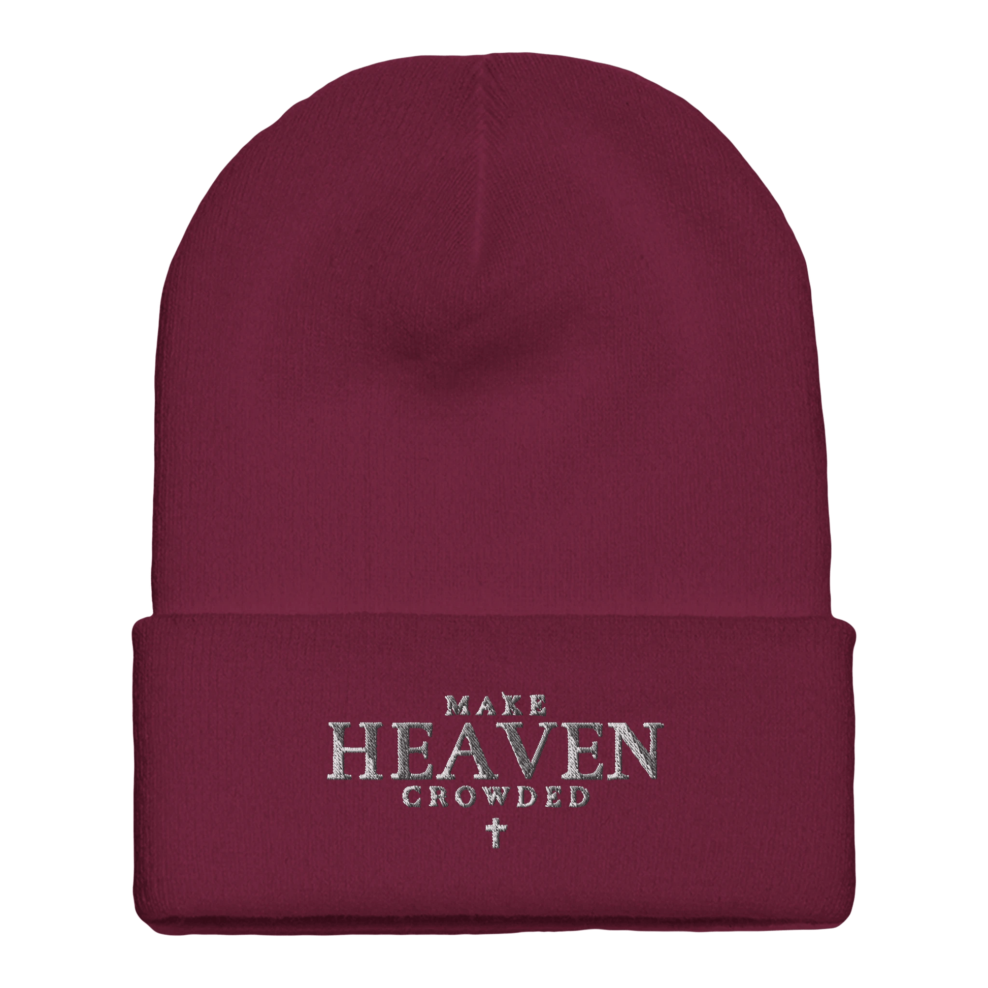 Embroidered Beanie : Premium Cuffed - Make Heaven Crowded - Slay Hoodies