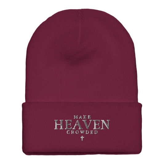 Embroidered Beanie : Premium Cuffed - Make Heaven Crowded - Slay Hoodies