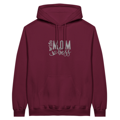 Embroidered Hoodie : Wife, Mom, Boss - Slay Hoodies
