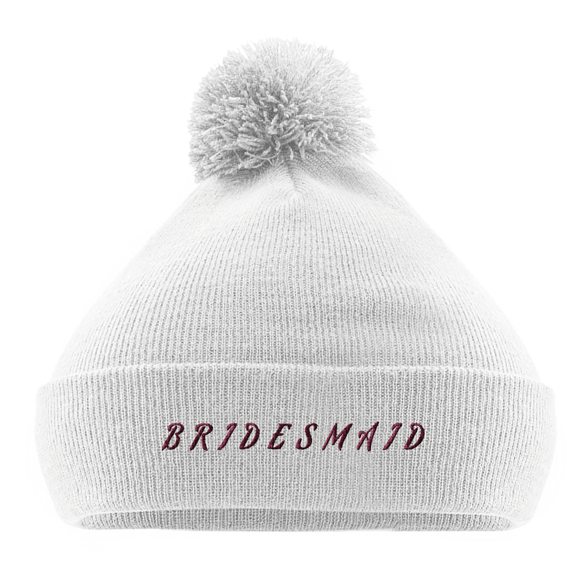 EXCLUSIVE : "Bridesmaid" Embroidered Engagement / Bachelorette Pom - Pom Beanie - Slay Hoodies
