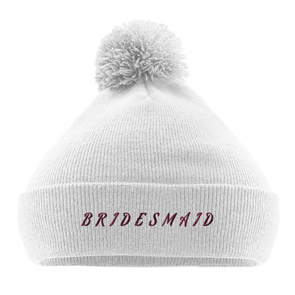 EXCLUSIVE : "Bridesmaid" Embroidered Engagement / Bachelorette Pom - Pom Beanie - Slay Hoodies