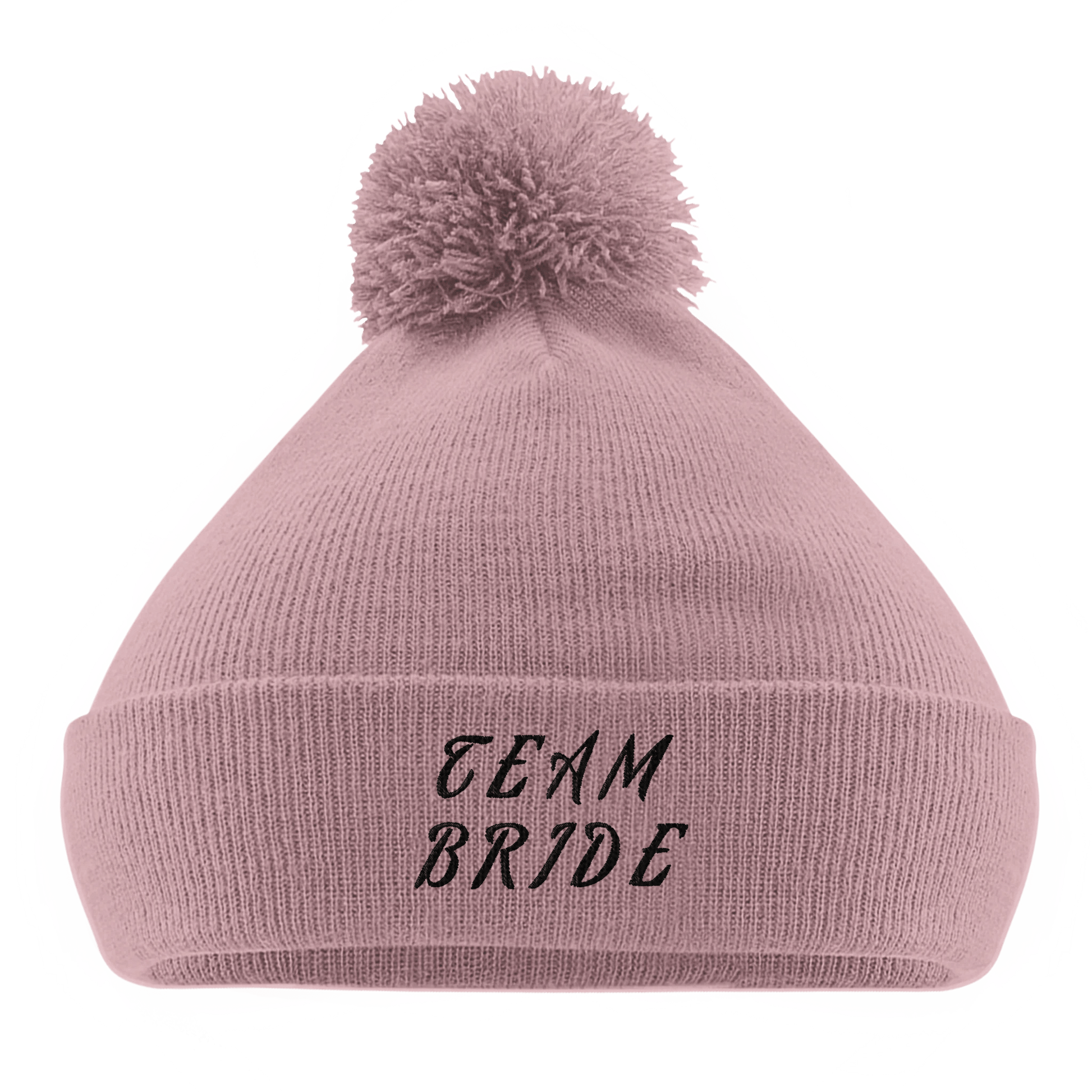 EXCLUSIVE : "Team Bride" Embroidered Engagement / Bachelorette Pom - Pom Winter Hat - Slay Hoodies
