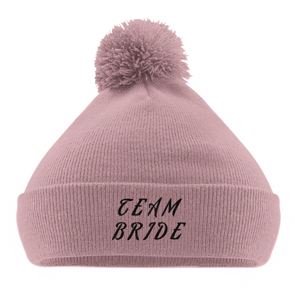 EXCLUSIVE : "Team Bride" Embroidered Engagement / Bachelorette Pom - Pom Winter Hat - Slay Hoodies