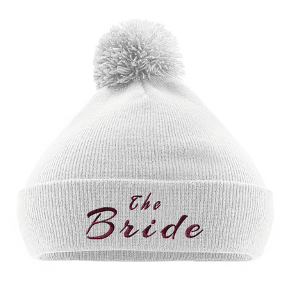 EXCLUSIVE : "The Bride" Embroidered Engagement / Bachelorette Pom - Pom Beanie - Slay Hoodies