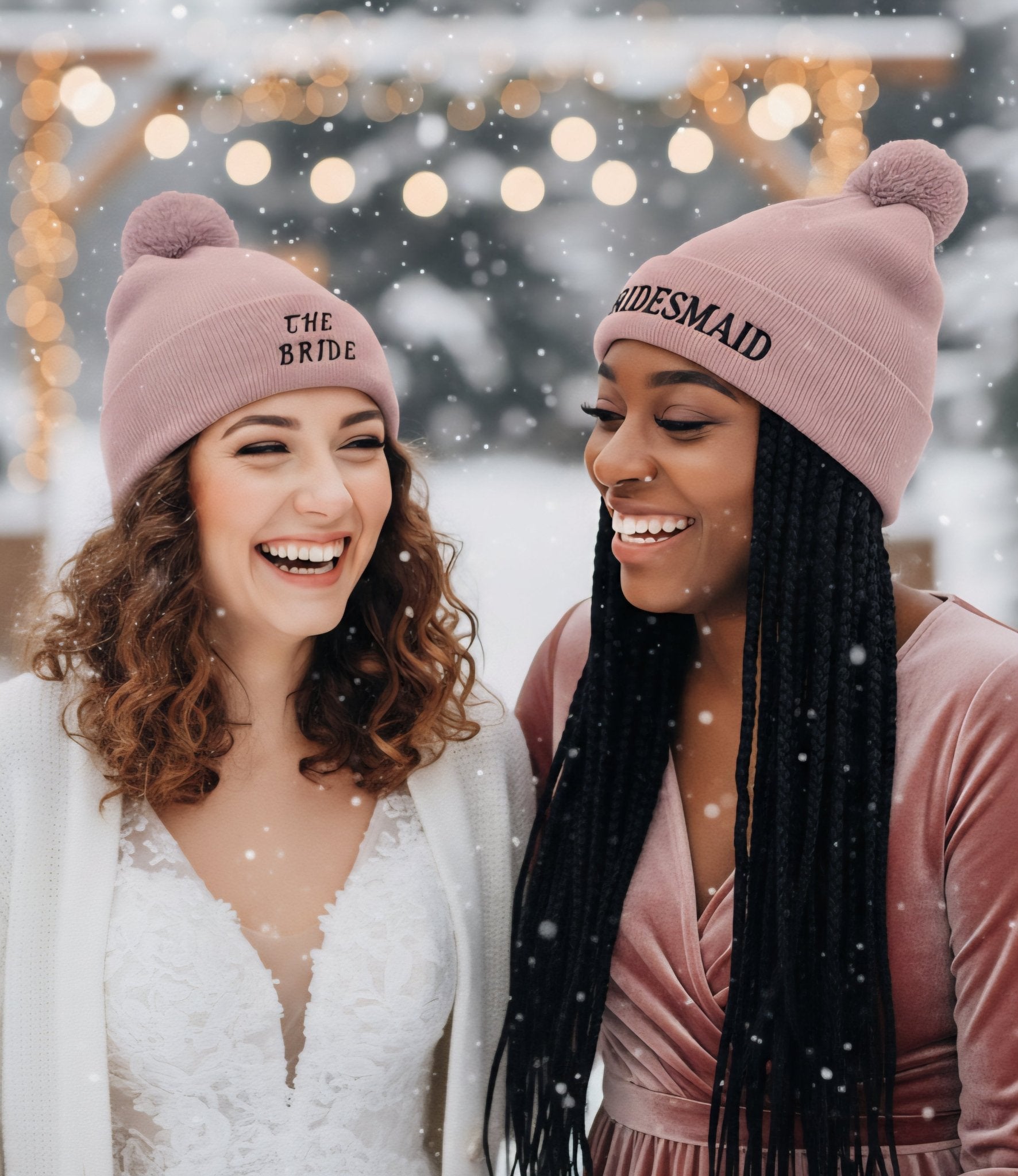 EXCLUSIVE : "The Bride" Embroidered Engagement / Bachelorette Pom - Pom Winter Hat - Slay Hoodies