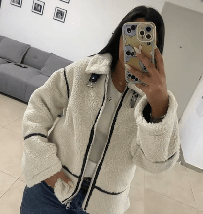 Faux Shearling Lamb Wool Plush Jacket - Slay Hoodies