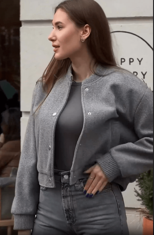 Grey Varsity Loose Cropped Bomber Jacket - Slay Hoodies