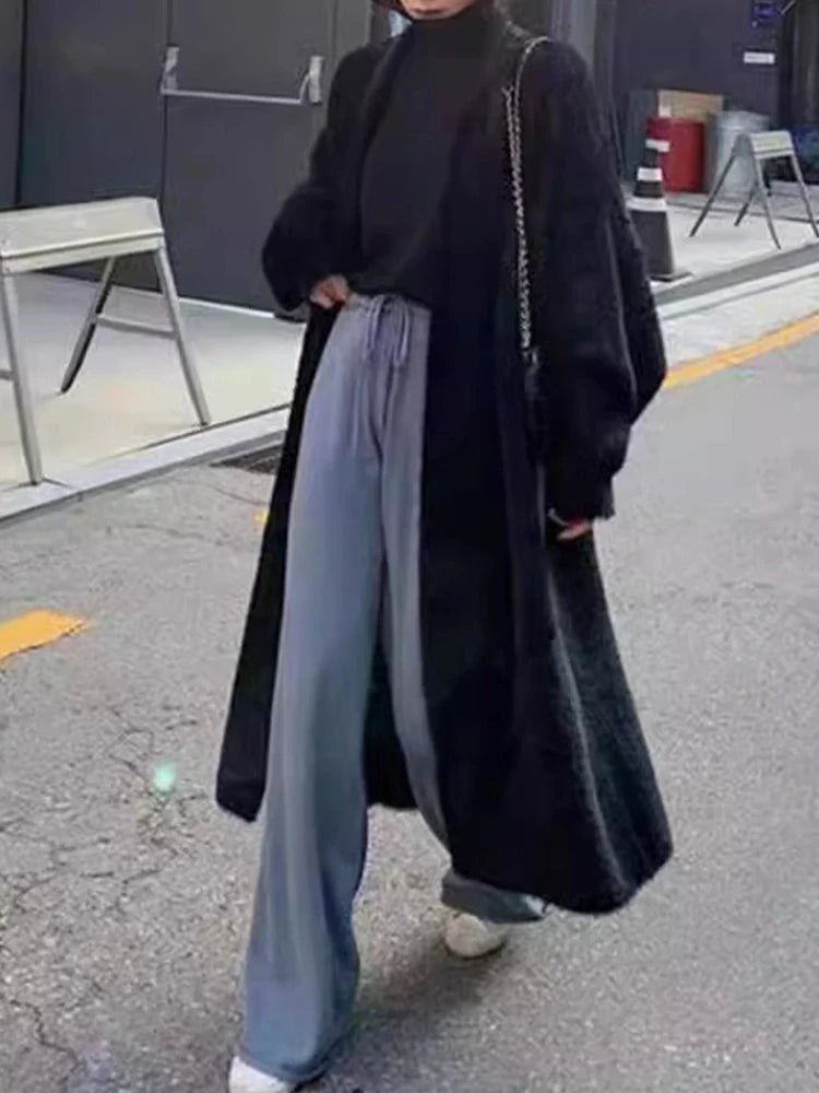 Knee Length Fleece Knitted Cardigan - Slay Hoodies