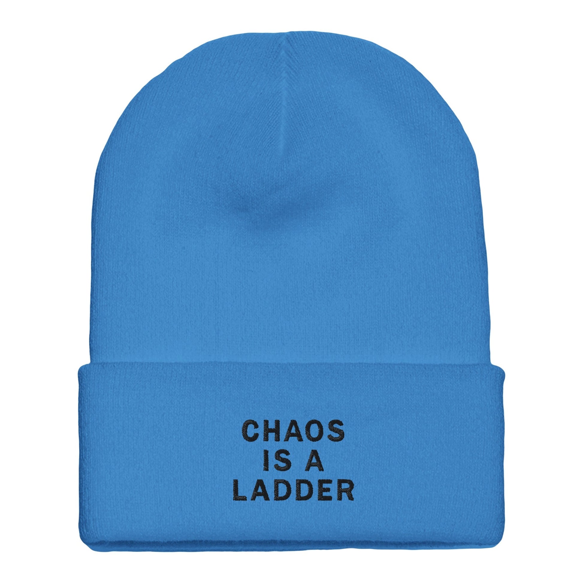 Premium Cuffed "Chaos Is A Ladder" Embroidered Beanie - Slay Hoodies