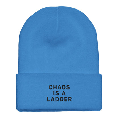 Premium Cuffed "Chaos Is A Ladder" Embroidered Beanie - Slay Hoodies