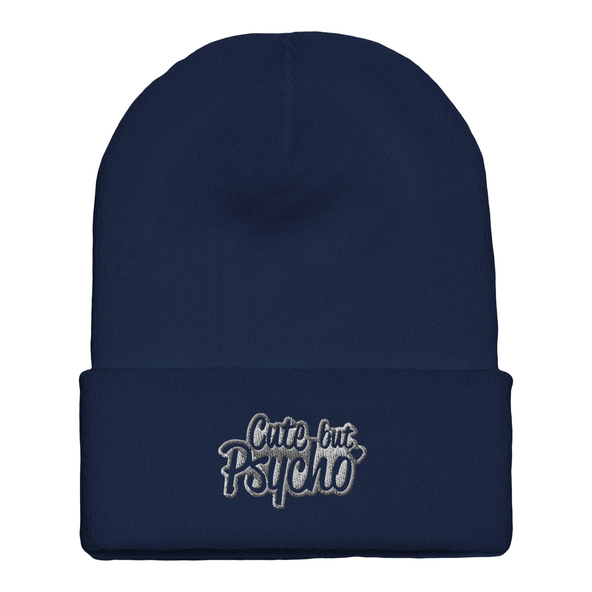 Premium Cuffed "Cute but Psycho" Embroidered Beanie - Slay Hoodies
