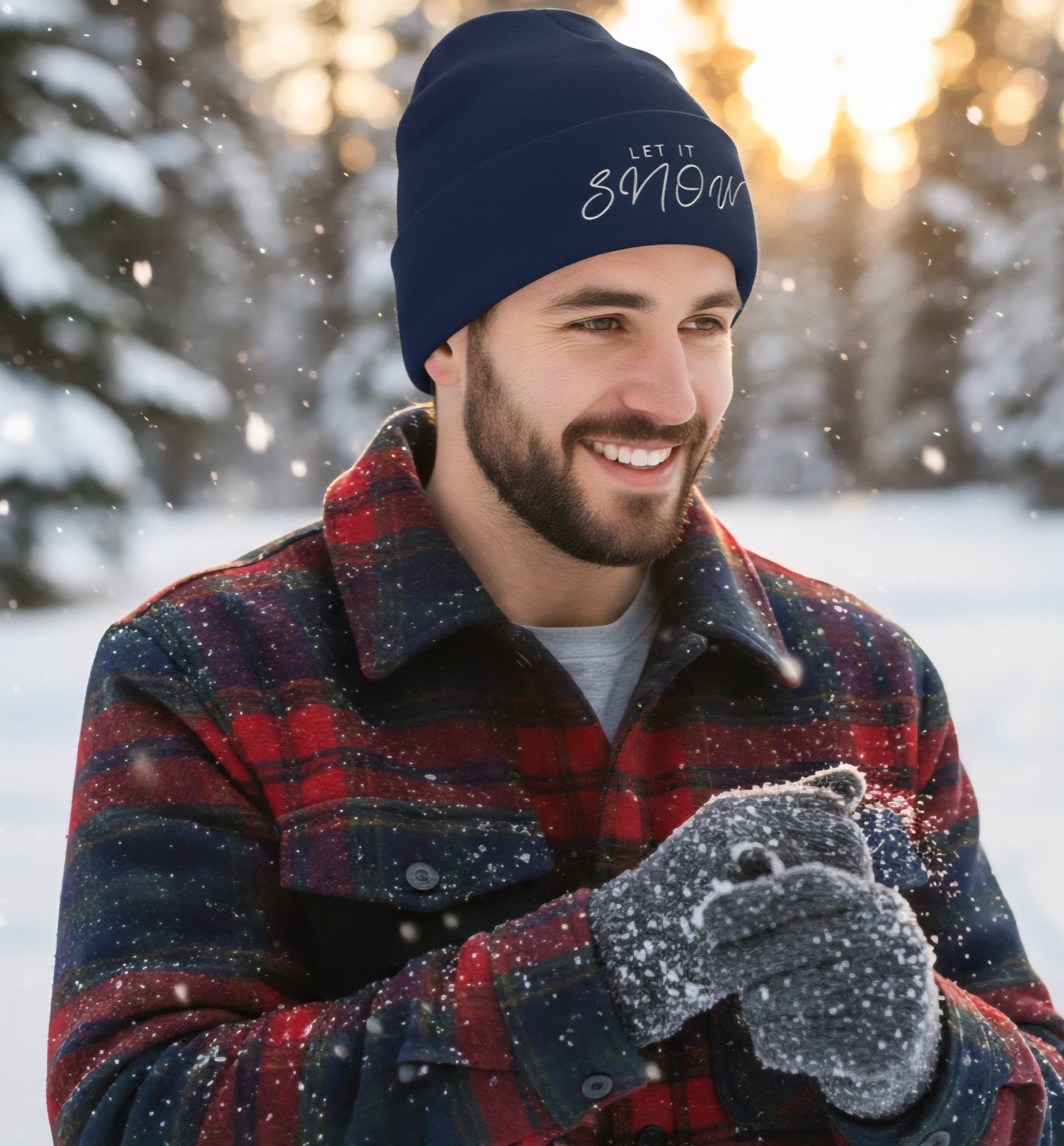 Premium Cuffed "Let it Snow" Embroidered Beanie - Slay Hoodies