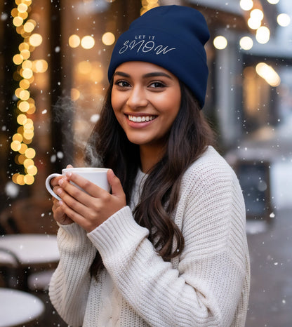 Premium Cuffed "Let it Snow" Embroidered Beanie - Slay Hoodies