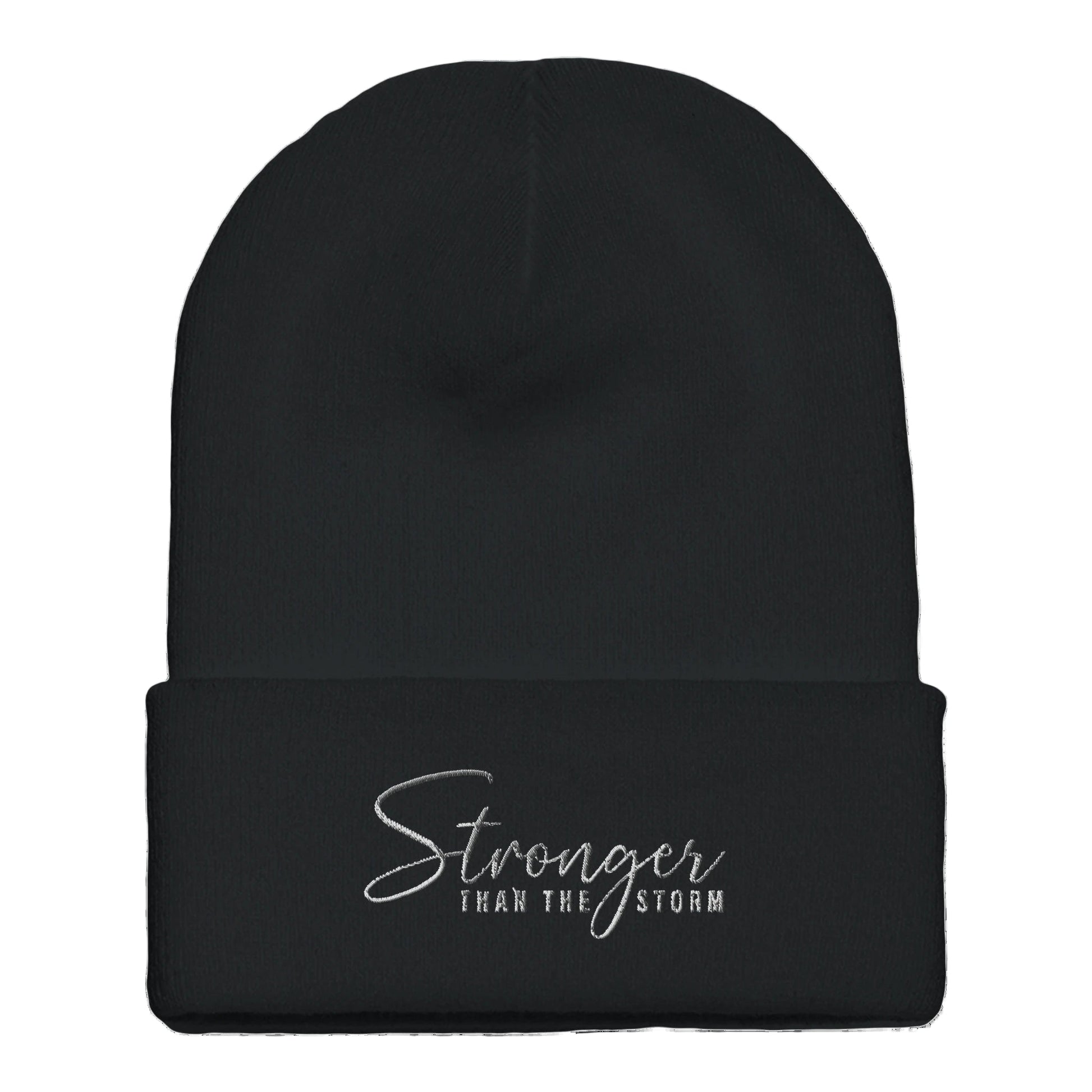 Premium Cuffed "Stronger Than The Storm" Embroidered Beanie - Slay Hoodies