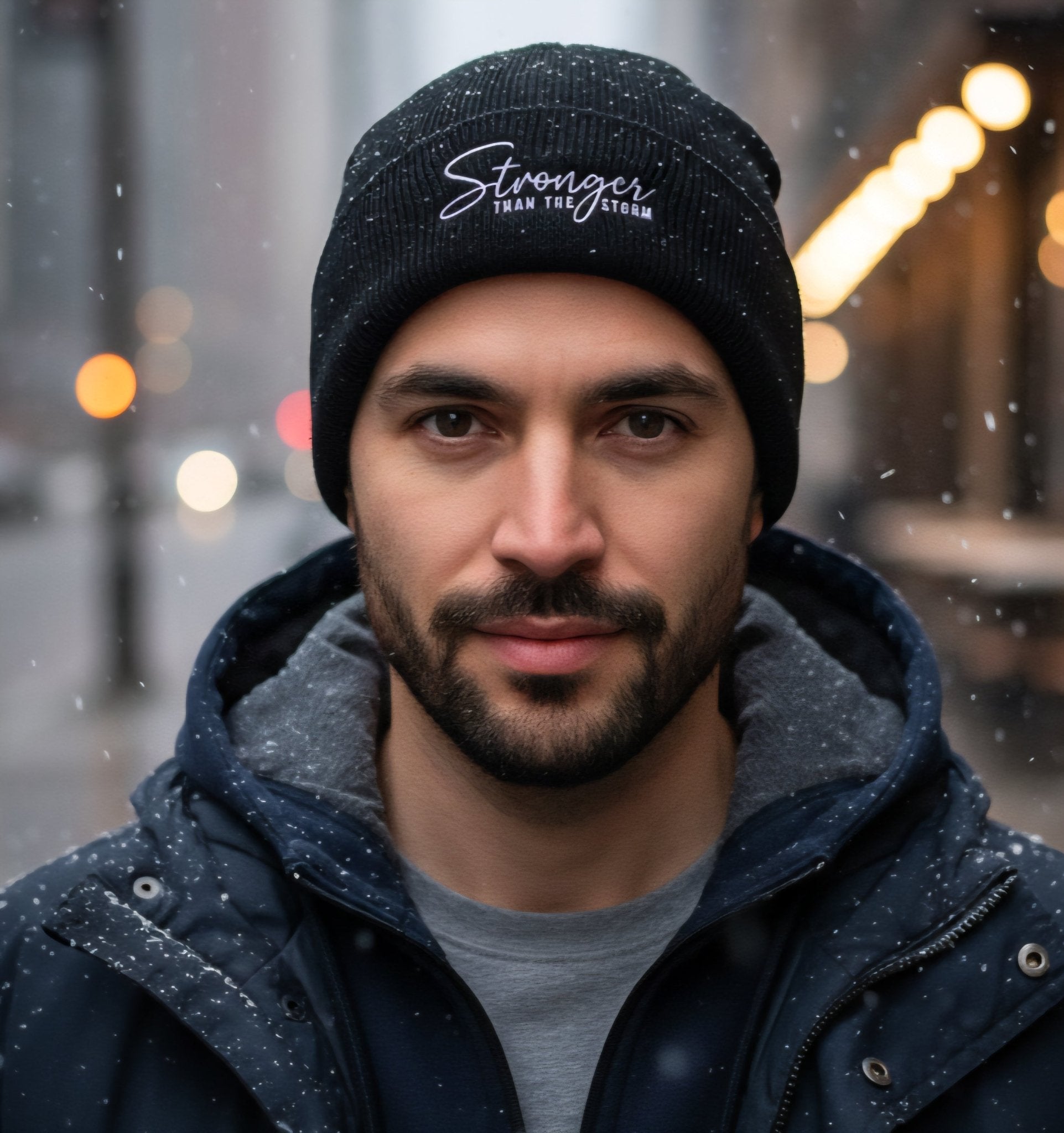 Premium Cuffed "Stronger Than The Storm" Embroidered Beanie - Slay Hoodies